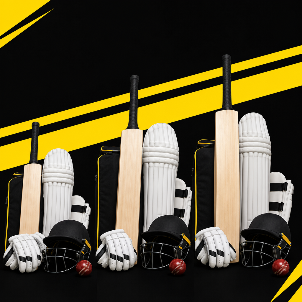 Three-column chart of junior cricket gear priorities by age stage